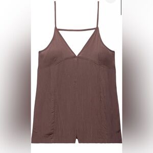 Brown Sleeveless V-Neck romper